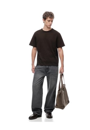Camiseta Manga Corta Oversize Algodón Café Hombre Cafe