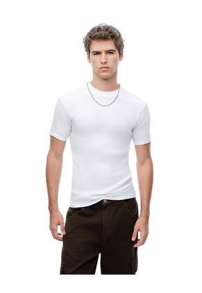Camiseta Slim Rib Algodón Blanca Hombre Blanco
