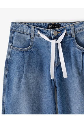 Pantalón Loose Tiro Medio índigo Niña Azul Oscuro