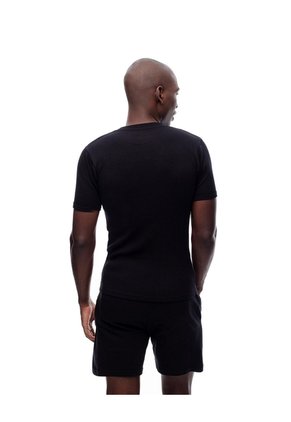 Camiseta Slim Rib Algodón Negra Hombre Negro