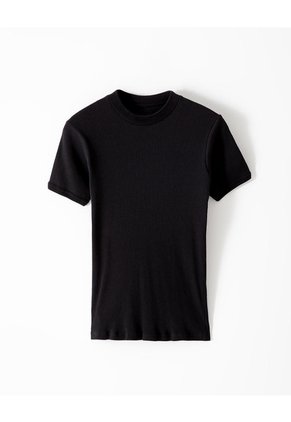 Camiseta Slim Rib Algodón Negra Hombre Negro