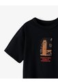 Camiseta Regular Manga Corta Negra Niño Negro de Gef