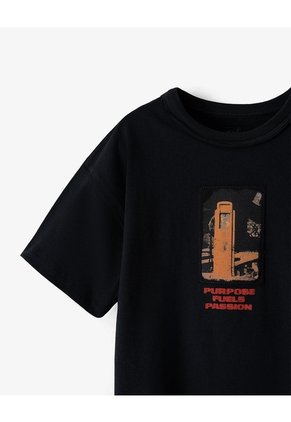 Camiseta Regular Manga Corta Negra Niño Negro