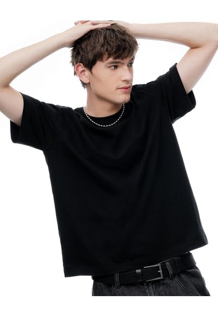 Camiseta Regular Manga Corta Negra Hombre Negro