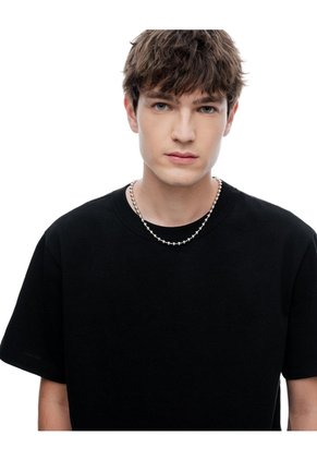 Camiseta Regular Manga Corta Negra Hombre Negro