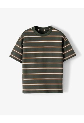 Camiseta Regular Manga Corta Verde Rayas Niño Verde