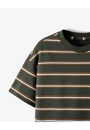 Camiseta Regular Manga Corta Verde Rayas Niño Verde