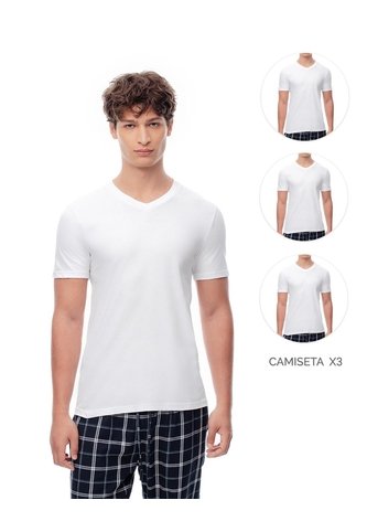 Camiseta Slim Algodón Jersey X3unds Blanca Hombre Blanco Gef