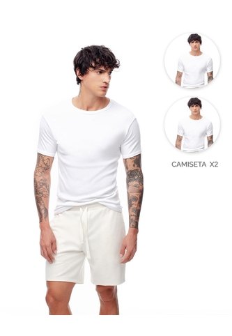 Camiseta Slim Algodón X2unds Blanca Hombre Blanco Gef