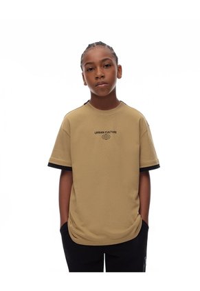 Camiseta Oversize Algodón Habana Estampada Niño Marron