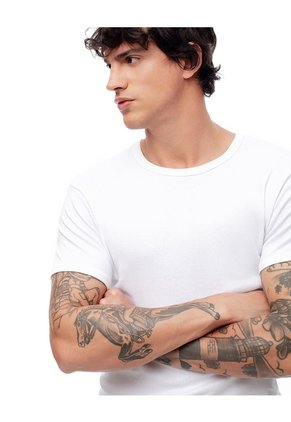 Camiseta Slim Algodón X2unds Blanca Hombre Blanco
