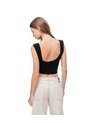 Crop Top Slim Algodón Negra Mujer Negro de Gef