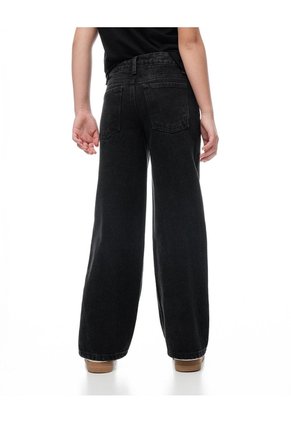 Jean Wide Leg Tiro Medio Brillos Negro Niña Azul
