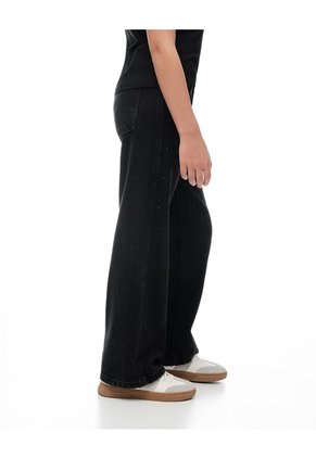 Jean Wide Leg Tiro Medio Brillos Negro Niña Azul