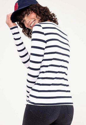 Camiseta Manga Larga Blanco-Azul Gef