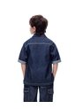 Camisa Manga Corta Regular Denim índigo Oscuro Niño Azul Oscuro de Gef