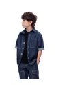 Camisa Manga Corta Regular Denim índigo Oscuro Niño Azul Oscuro de Gef