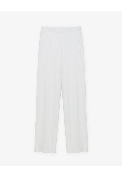 Pantalón Regular Tiro Medio Blanco Mujer Blanco