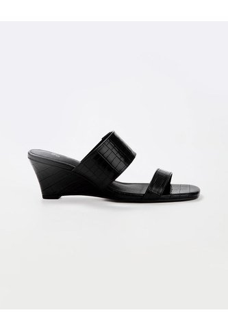 Sandalias Mule De Tacón Ancho Negras Mujer Negro Gef