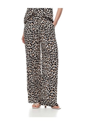 Pantalón Wide Leg Tiro Medio Estampado Mujer Negro Gef