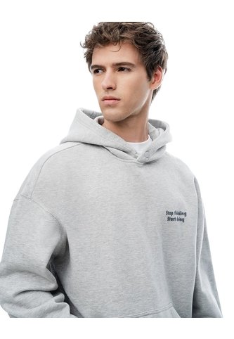 Buzo Tipo Hoddie Gris Hombre Gris Gef