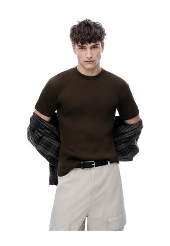 Camiseta Slim Rib Algodón Chocolate Hombre Chocolate Gef