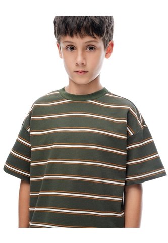 Camiseta Regular Manga Corta Verde Rayas Niño Verde Gef