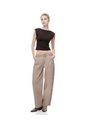 Pantalón Wide Leg Tiro Medio En Drill Café Mujer Cafe de Gef