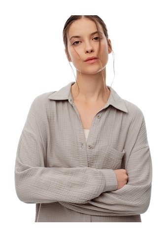 Camisa Relax Manga Larga Algodón Taupe Mujer Marron Claro Gef