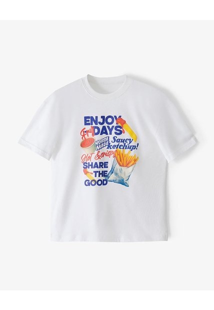 Camiseta Regular Manga Corta Blanca Niña Blanco