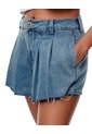 Falda Short Tiro Medio Denim índigo Medio Mujer Azul de Gef