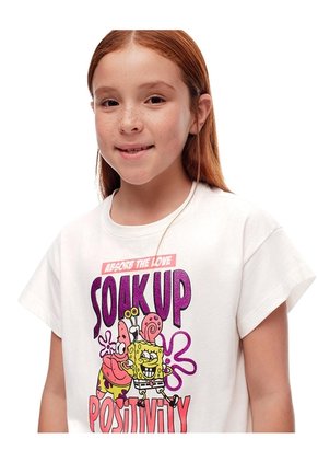 Camiseta Regular Bob Esponja Blanca Niña Blanco