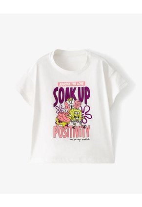 Camiseta Regular Bob Esponja Blanca Niña Blanco