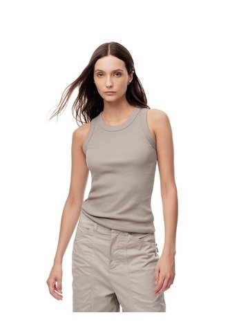 Camiseta Esqueleto Slim Rib Algodón Taupe Mujer Marron Claro Gef