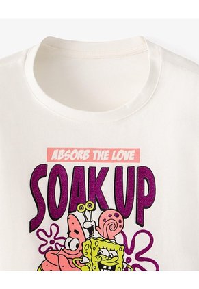 Camiseta Regular Bob Esponja Blanca Niña Blanco