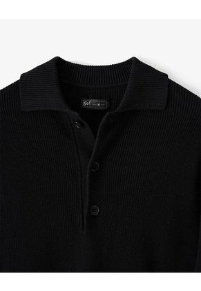 Buzo Tipo Polo Regular Negro Hombre Negro