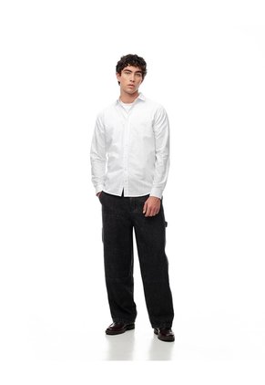 Camisa Regular Manga Larga Blanca Hombre Blanco