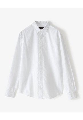 Camisa Regular Manga Larga Blanca Hombre Blanco