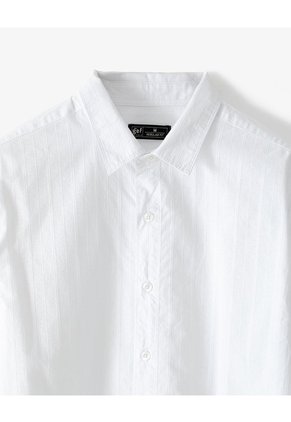 Camisa Regular Manga Larga Blanca Hombre Blanco
