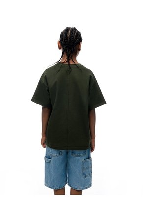 Camiseta Oversize Algodón Estampada Niño Verde