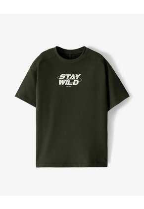 Camiseta Oversize Algodón Estampada Niño Verde