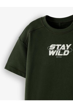 Camiseta Oversize Algodón Estampada Niño Verde