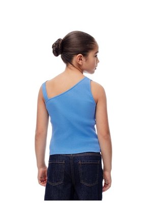 Camiseta Asimétrica Slim Rib Algodón Azul Niña Azul