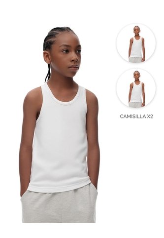 Camisilla Slim Algodón X2unds Blanca Niño Blanco Gef
