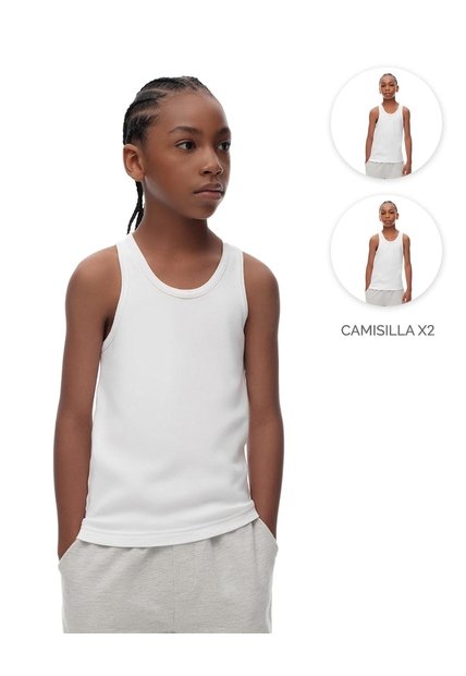 Camisilla Slim Algodón X2unds Blanca Niño Blanco