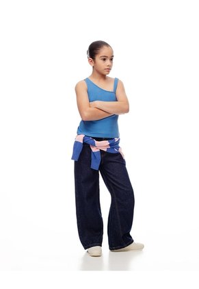 Camiseta Asimétrica Slim Rib Algodón Azul Niña Azul