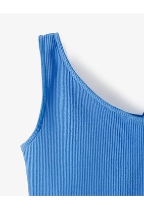 Camiseta Asimétrica Slim Rib Algodón Azul Niña Azul