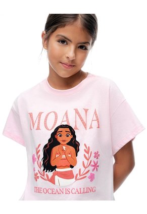 Camiseta Regular Moana Rosada Niña Rosa