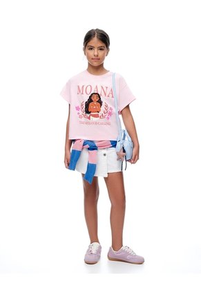 Camiseta Regular Moana Rosada Niña Rosa