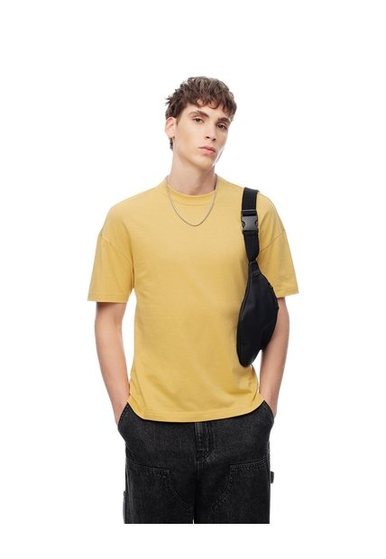 Camiseta Regular Algodón Amarilla Hombre Amarillo